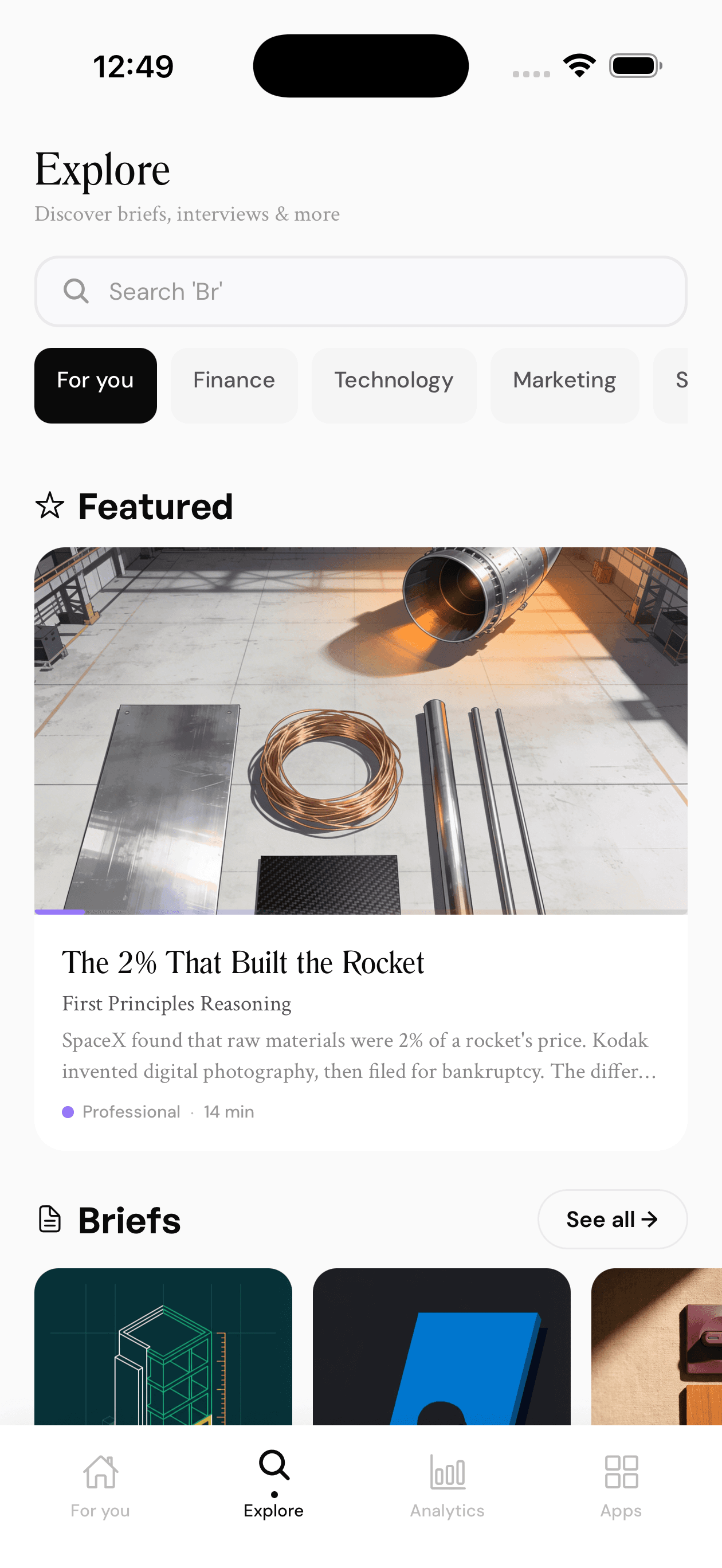 Concept Sprints feed — mobile view